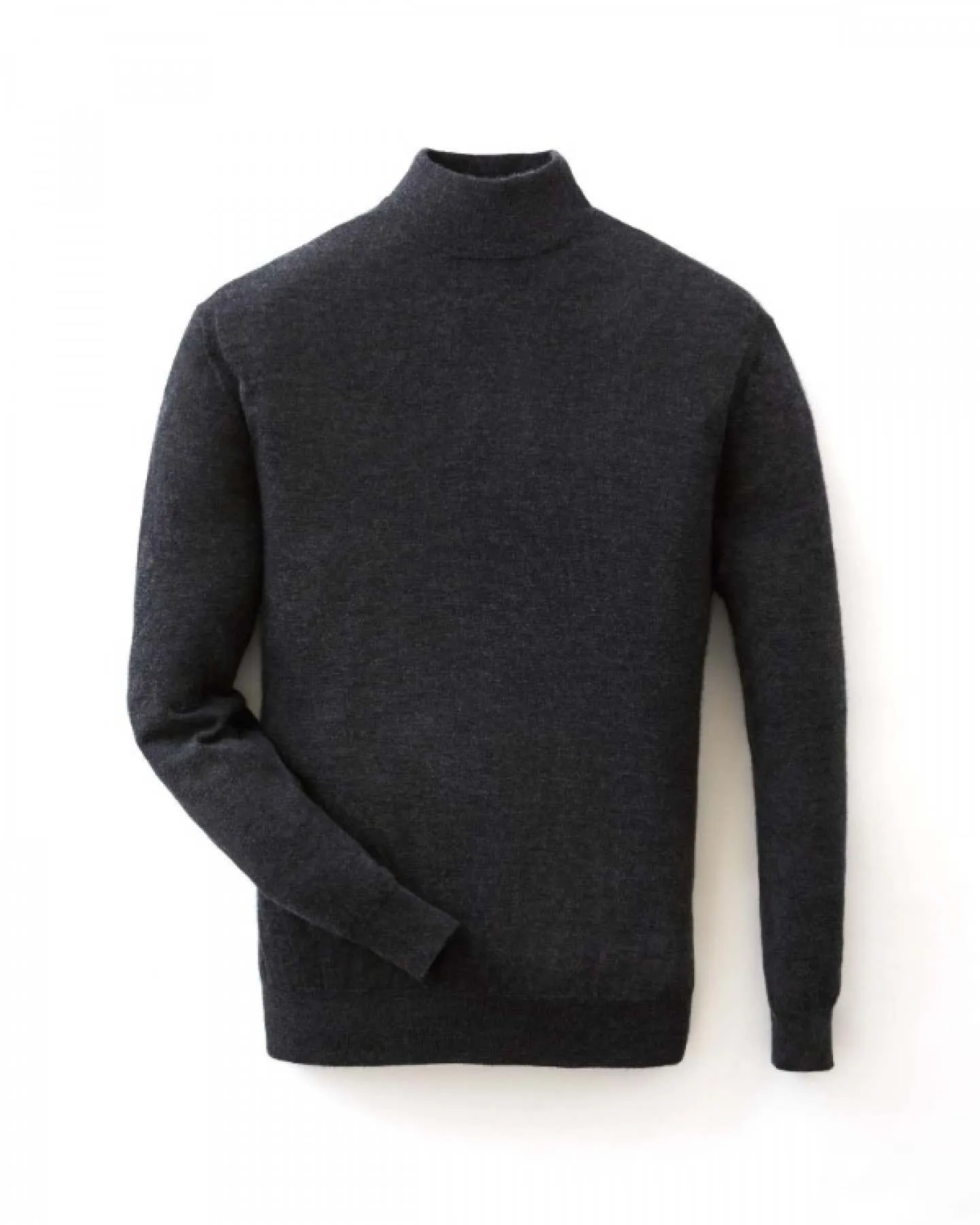 007 Fine Gauge Cashmere Mock Turtle Neck Jumper Dark Charcoal Grey