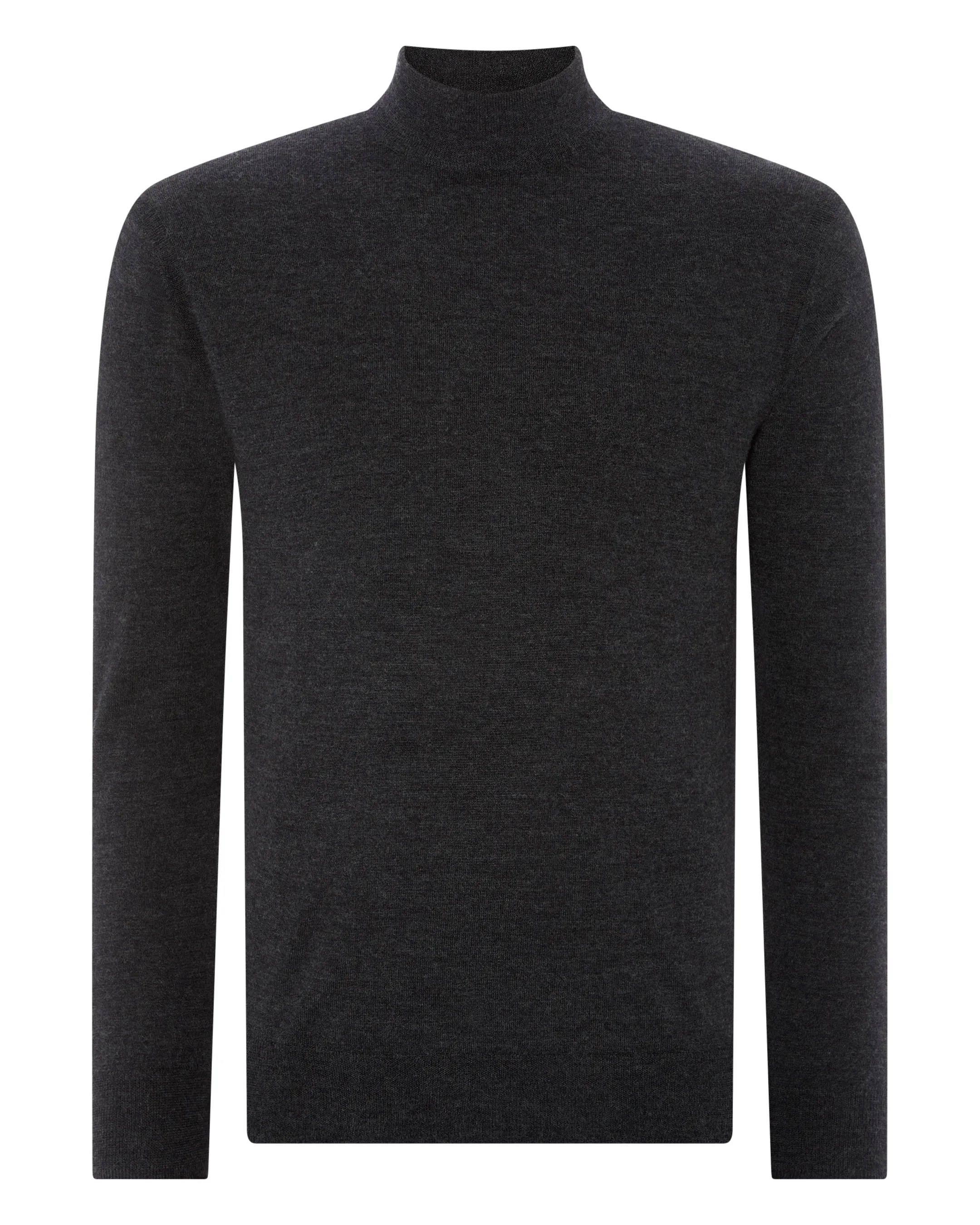 007 Fine Gauge Cashmere Mock Turtle Neck Jumper Dark Charcoal Grey