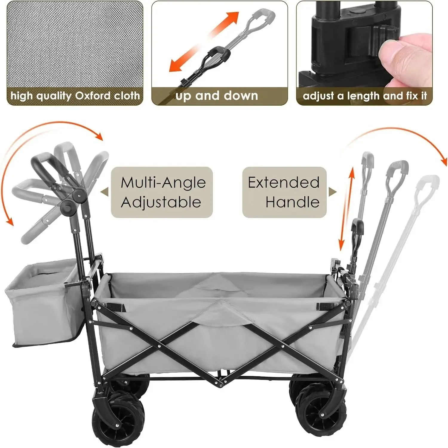 262L Collapsible Garden Cart w/ Removable Canopy, Off-road Wheels