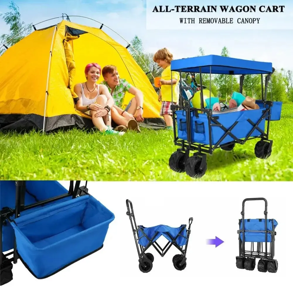 262L Collapsible Garden Cart w/ Removable Canopy, Off-road Wheels