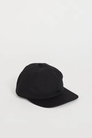 6 Panel Japanese Cotton Nylon Cap Black