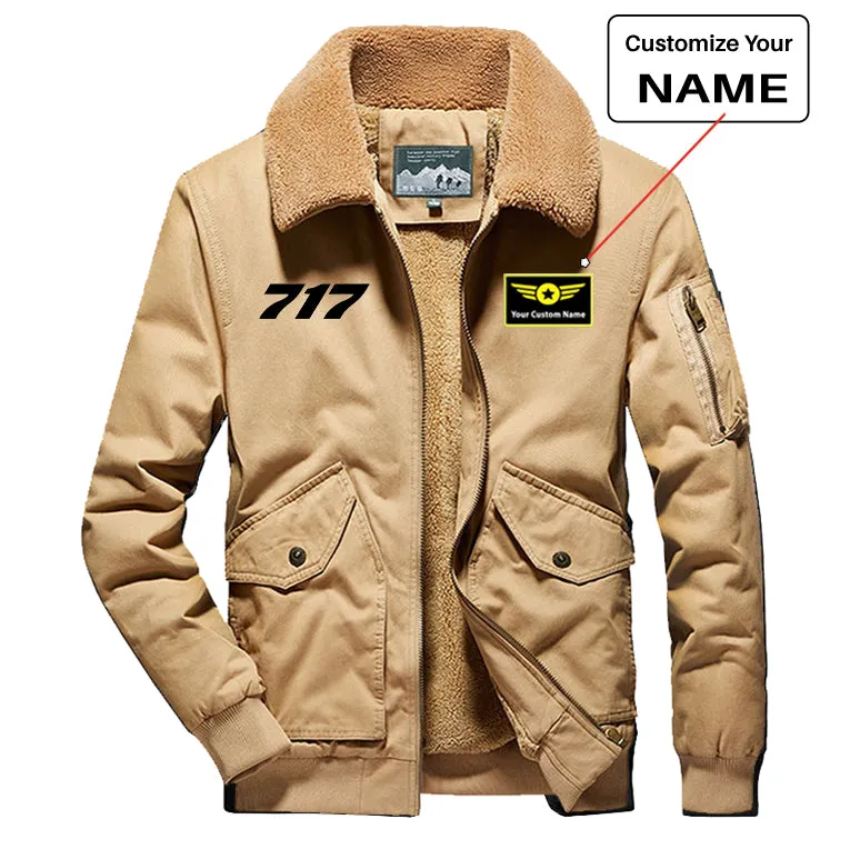 717 Flat Text Designed Thick Bomber Jackets