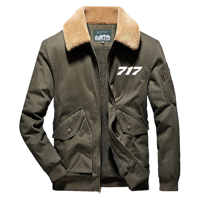 717 Flat Text Designed Thick Bomber Jackets