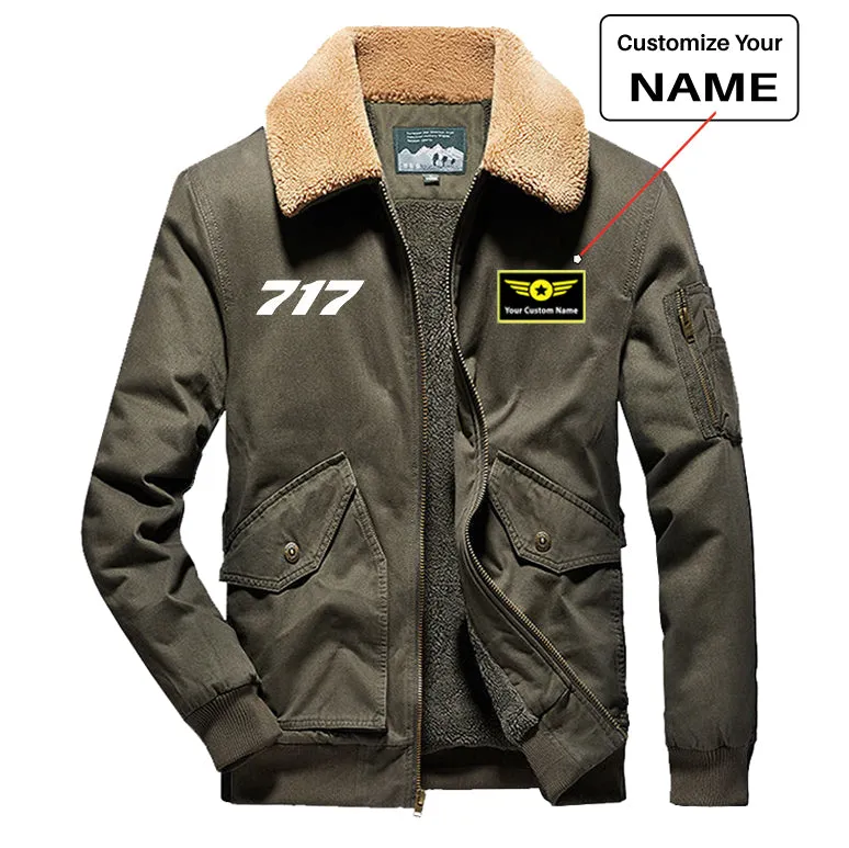 717 Flat Text Designed Thick Bomber Jackets