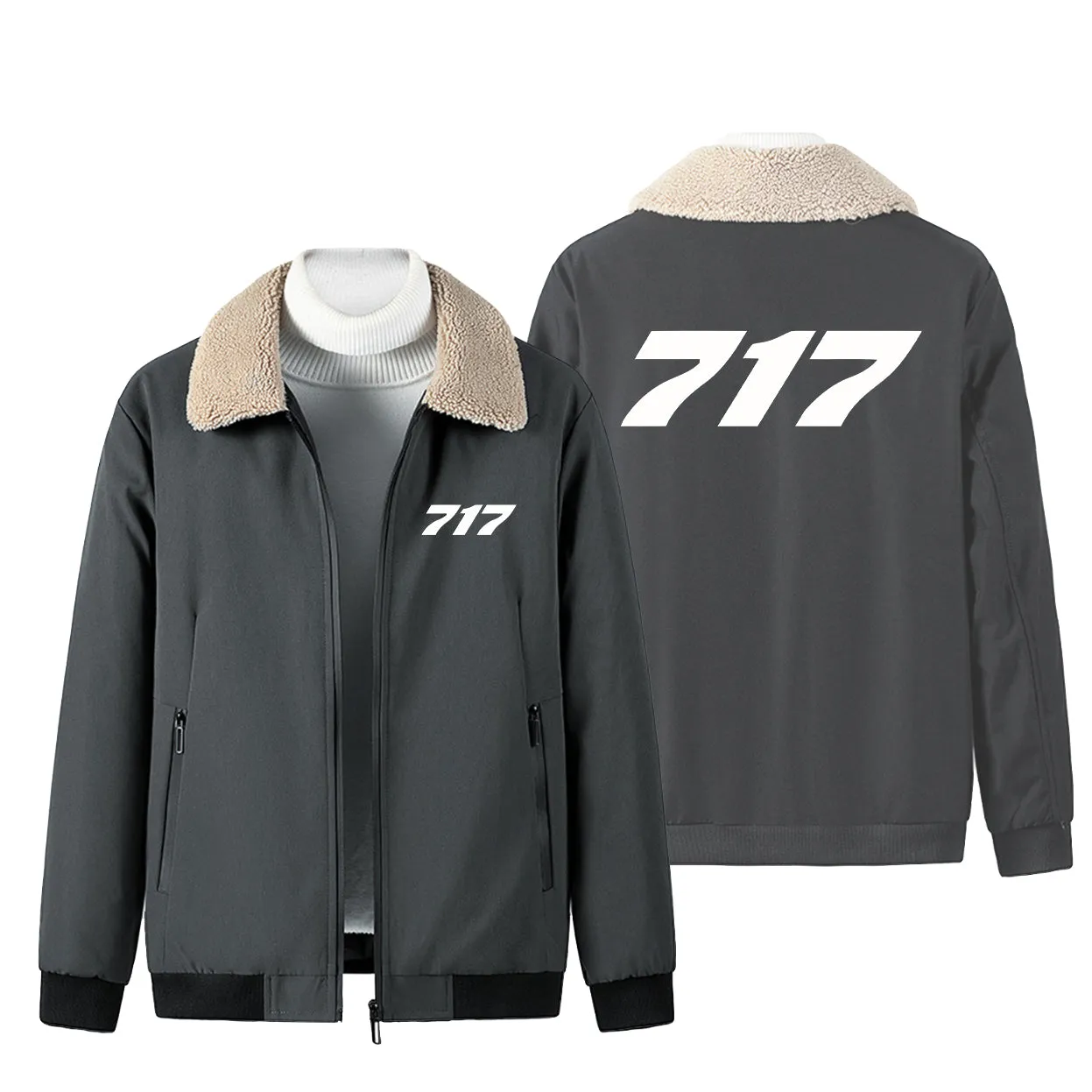 717 Flat Text Designed Winter Bomber Jackets