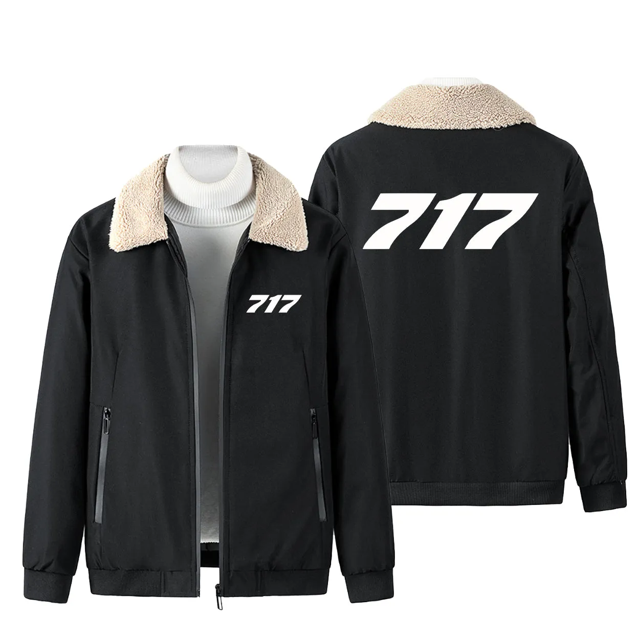 717 Flat Text Designed Winter Bomber Jackets