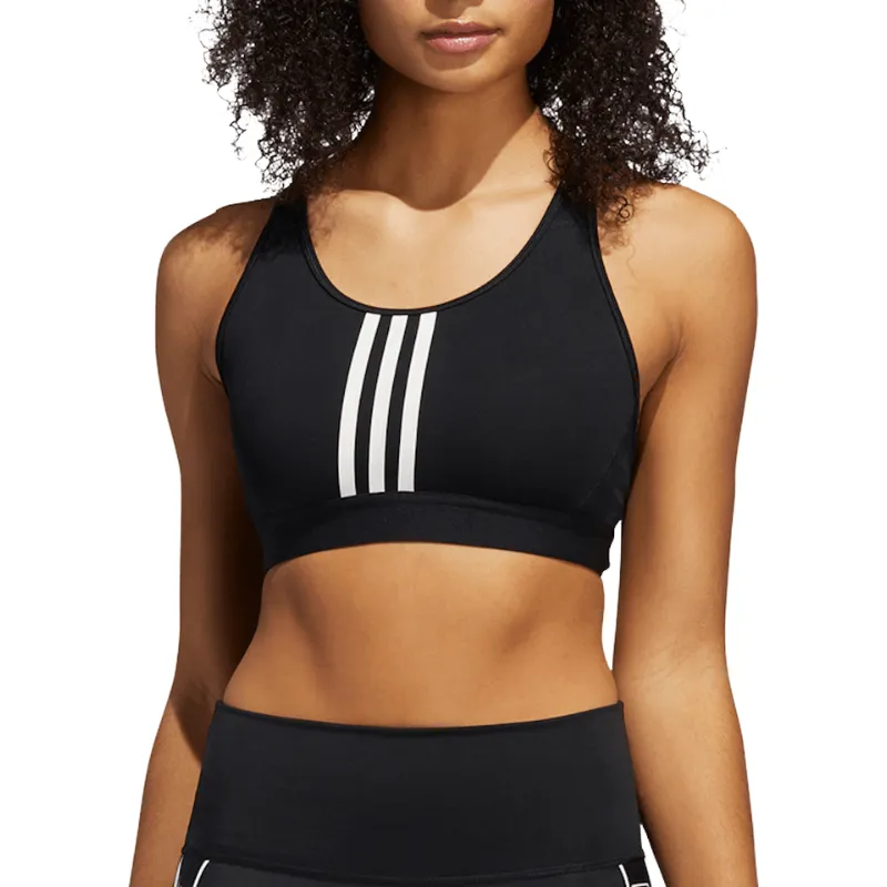 Adidas Womens Don't Rest Alphaskin 3 Stripes Black Sport Bra