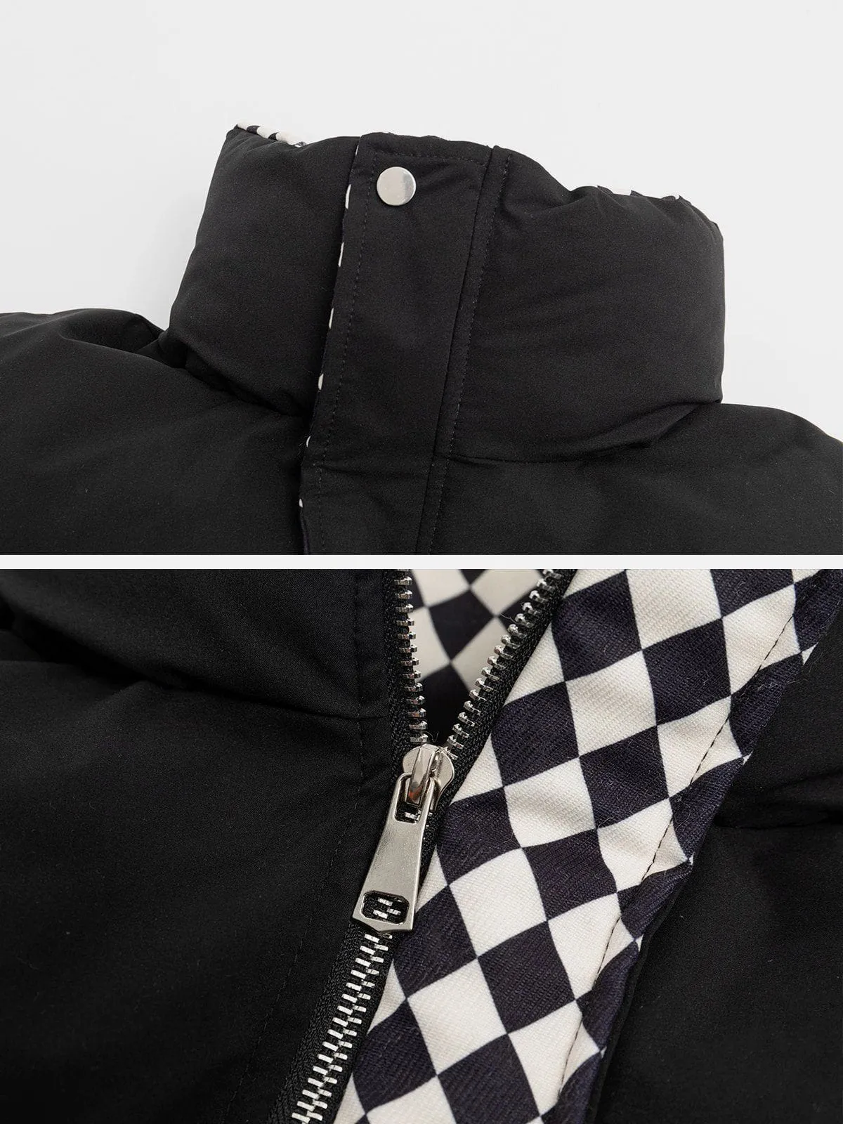 AlanBalen® - Checkerboard Print Neck Winter Coat