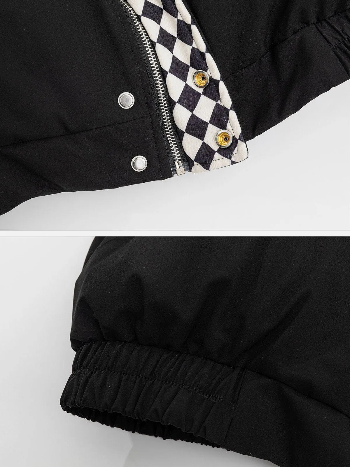 AlanBalen® - Checkerboard Print Neck Winter Coat