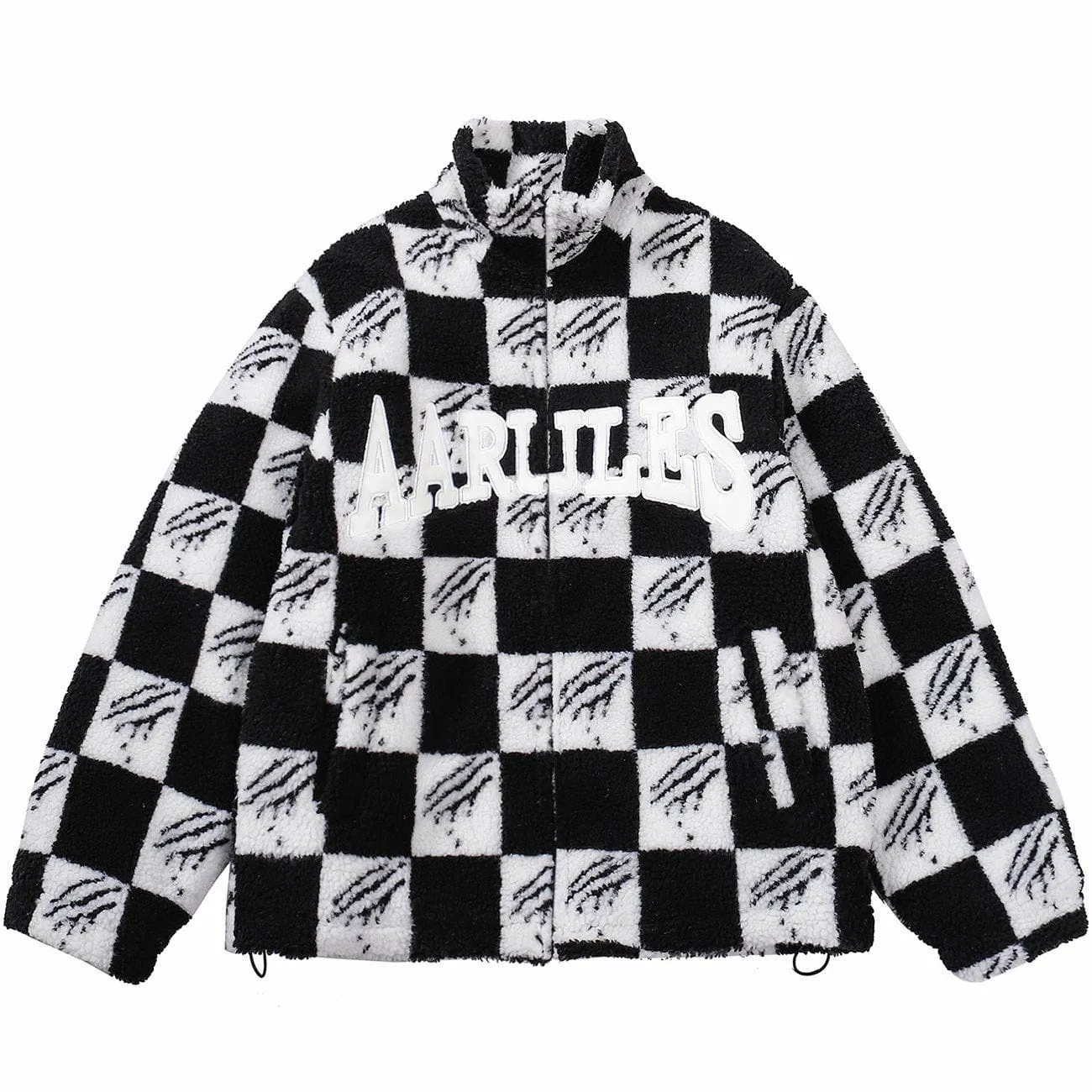 AlanBalen® - Claw Mark Checkerboard Sherpa Winter Coat