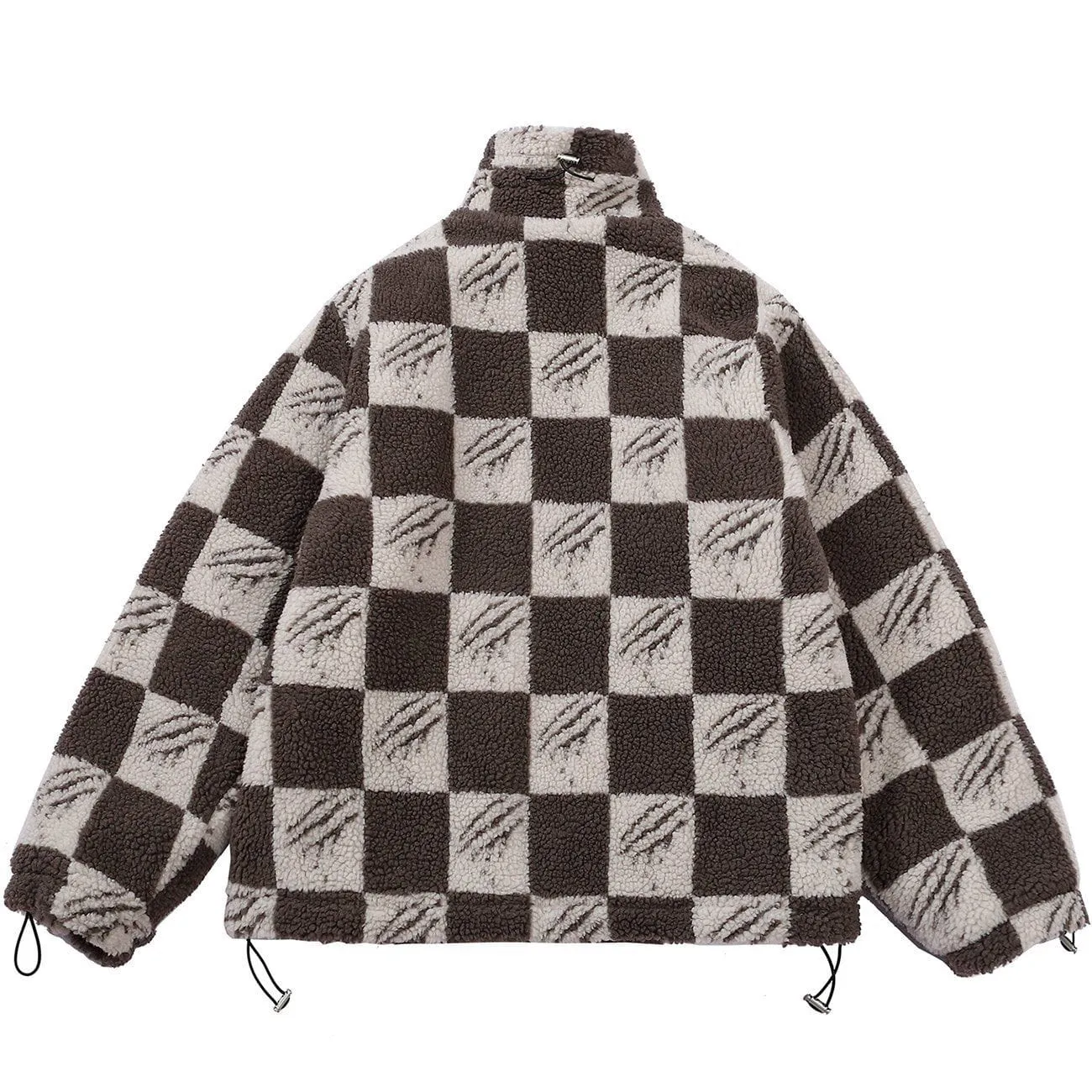 AlanBalen® - Claw Mark Checkerboard Sherpa Winter Coat