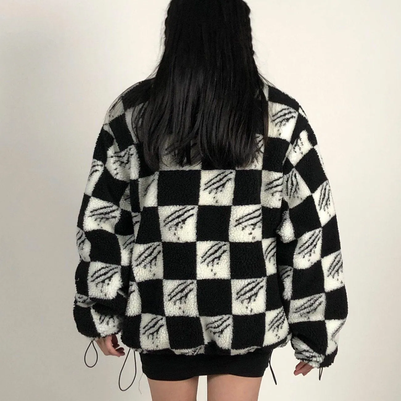 AlanBalen® - Claw Mark Checkerboard Sherpa Winter Coat