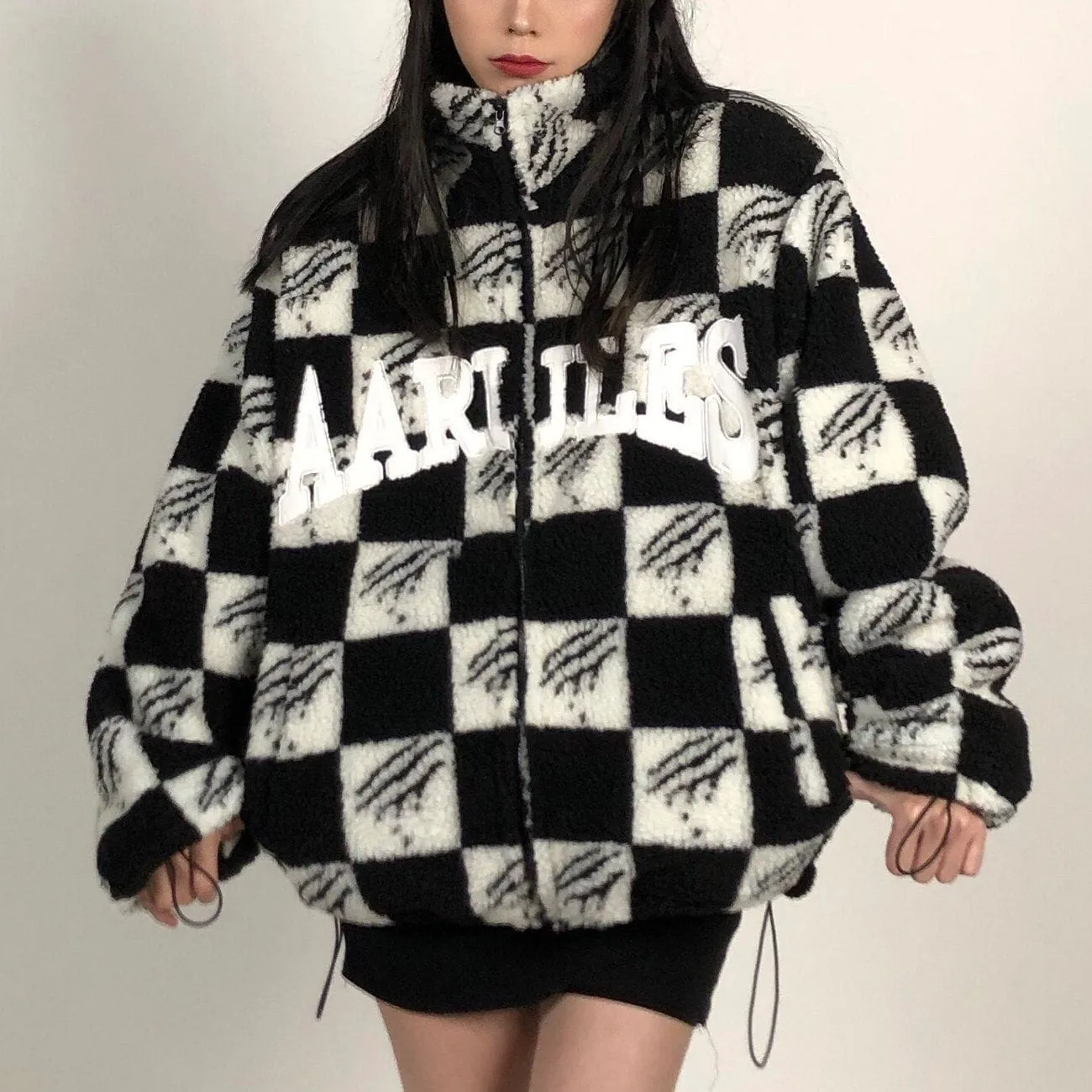 AlanBalen® - Claw Mark Checkerboard Sherpa Winter Coat