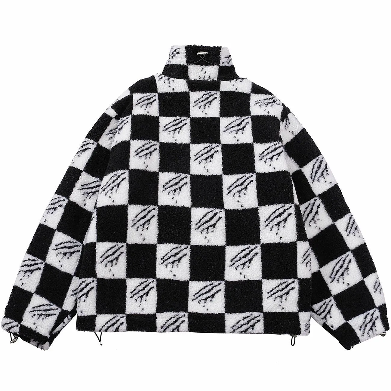 AlanBalen® - Claw Mark Checkerboard Sherpa Winter Coat