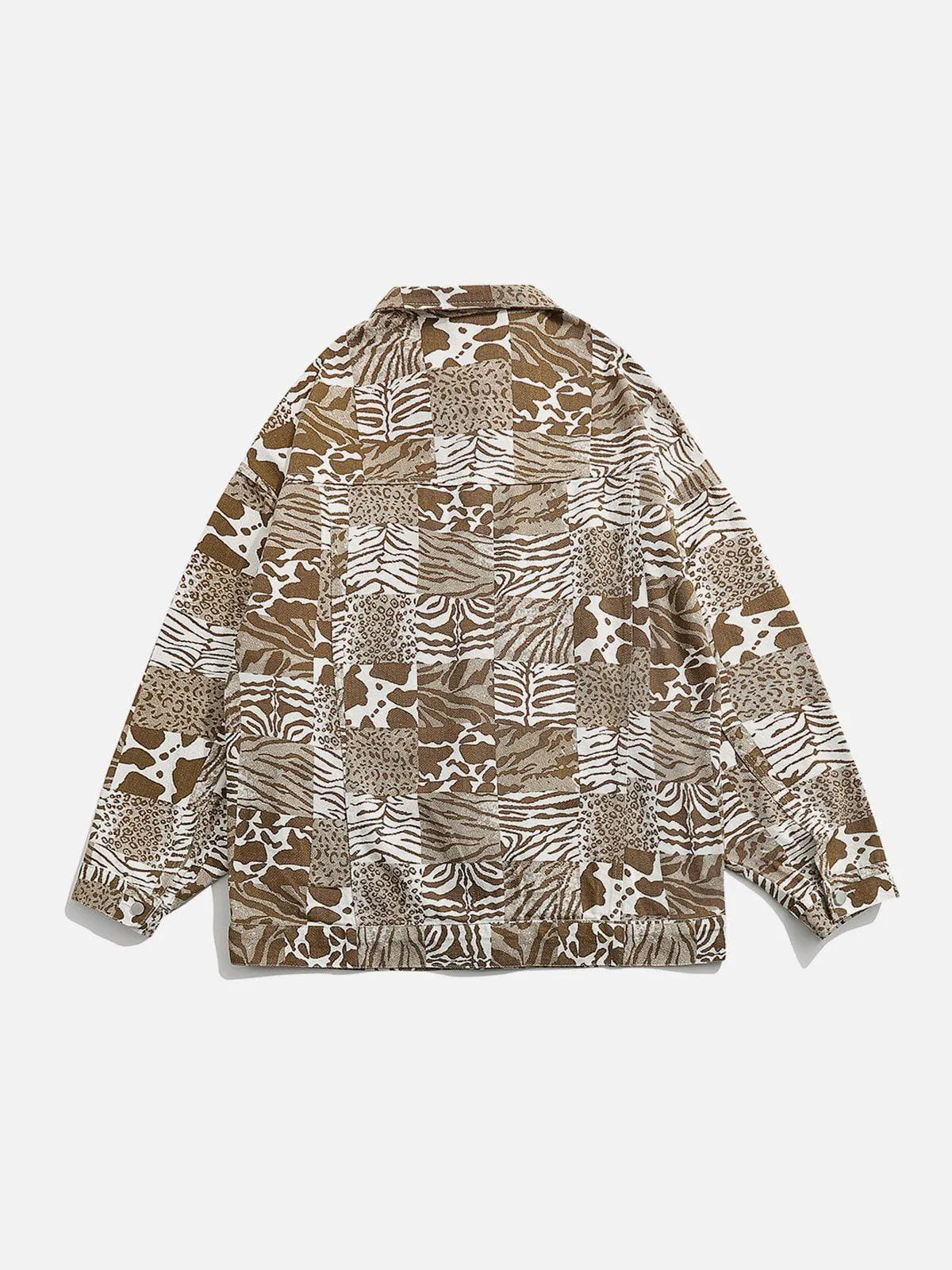 AlanBalen® - Contrast Leopard Denim Jacket