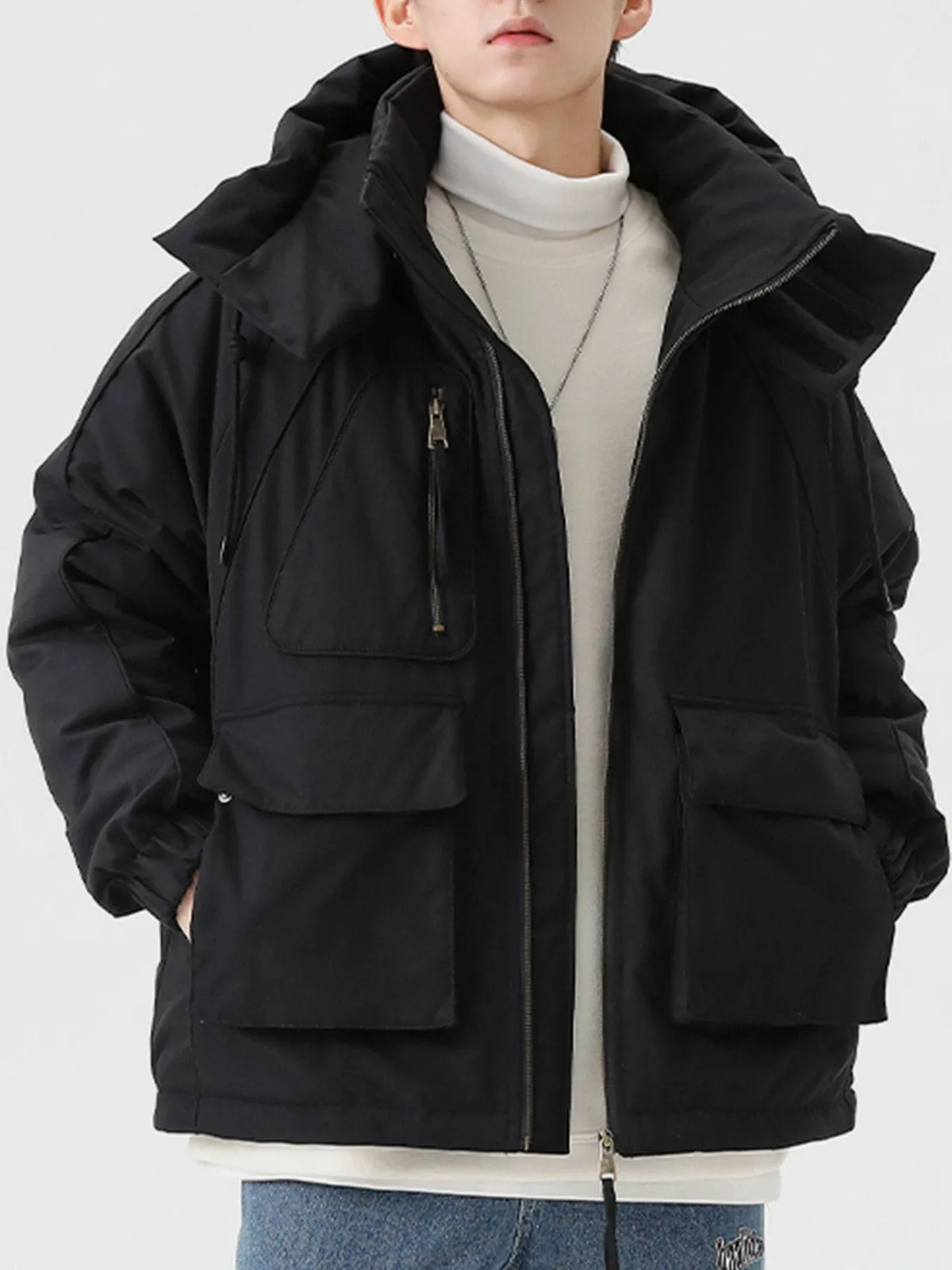 AlanBalen® - Detachable Hat Patchwork Winter Coat