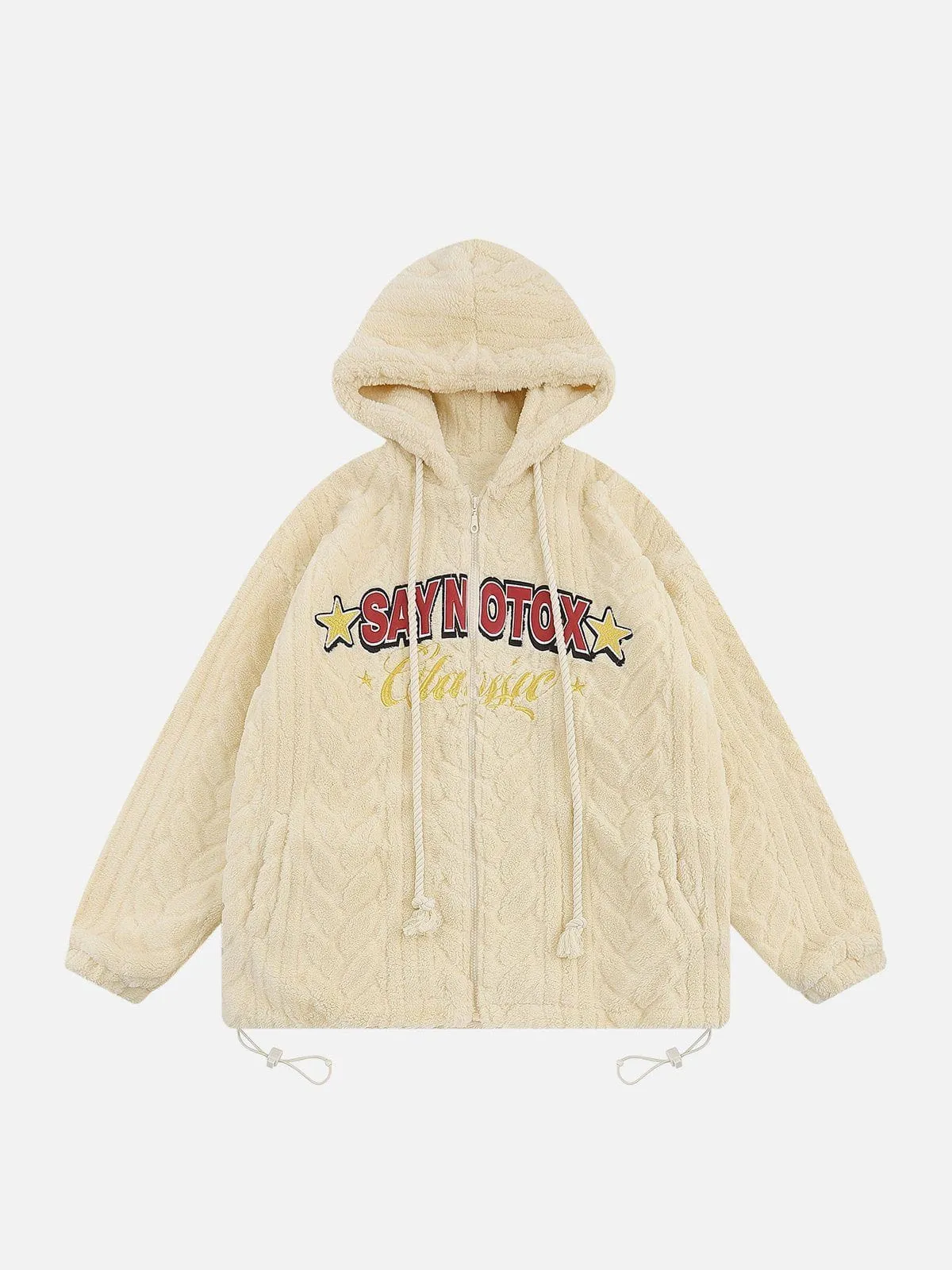 AlanBalen® - Embroidered Star Letter Sherpa Coat