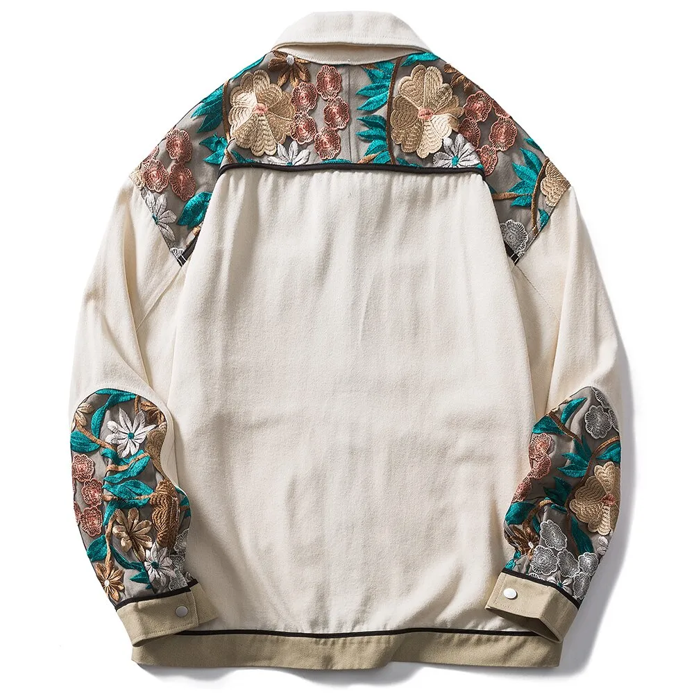 AlanBalen® - Floral Embroidered Beige Jacket