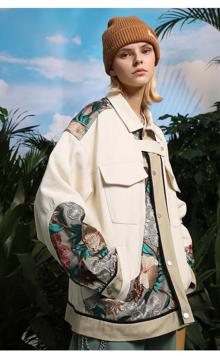 AlanBalen® - Floral Embroidered Beige Jacket