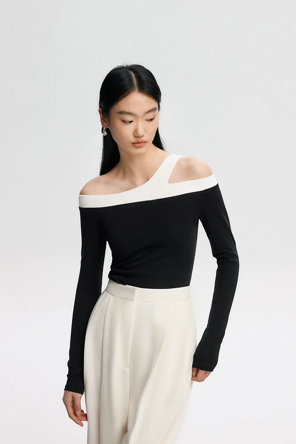 Asymmetric Strap Off Shoulder Top