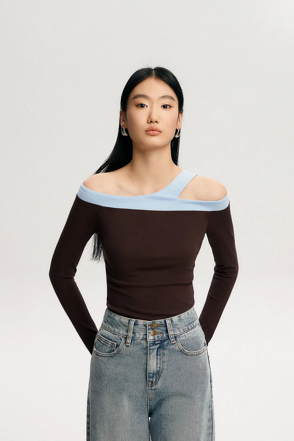 Asymmetric Strap Off Shoulder Top