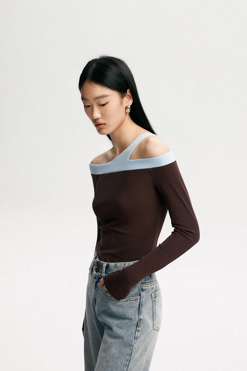 Asymmetric Strap Off Shoulder Top