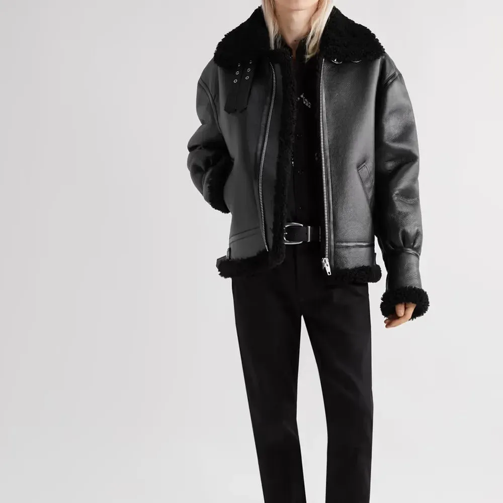 B3 Bomber Shearling Sheepskin Leather Jacket