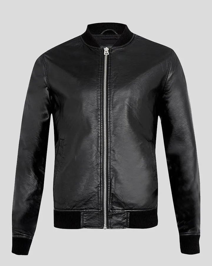 Bailei Black Bomber Leather Jacket