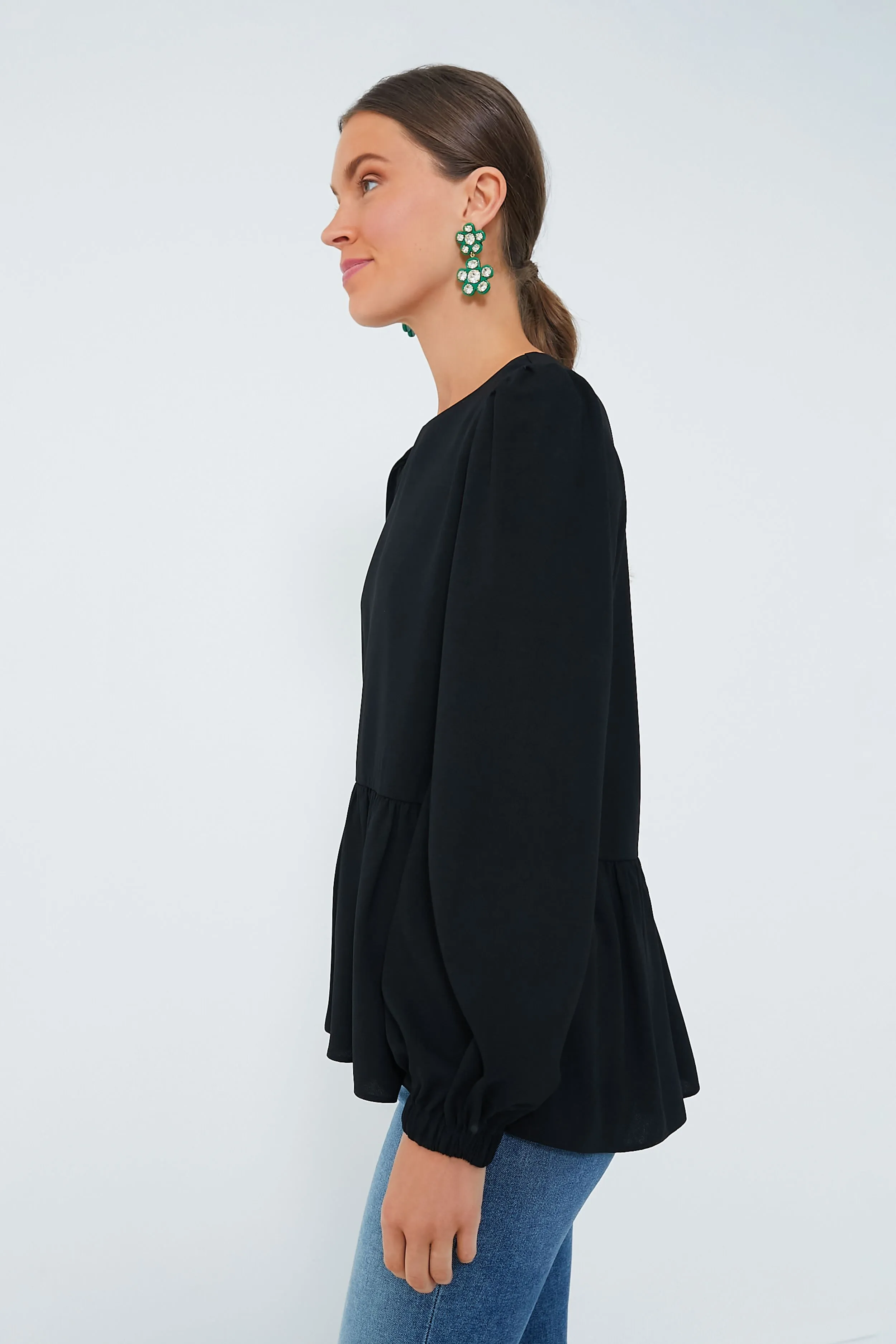 Black Carlota Peplum Blouse