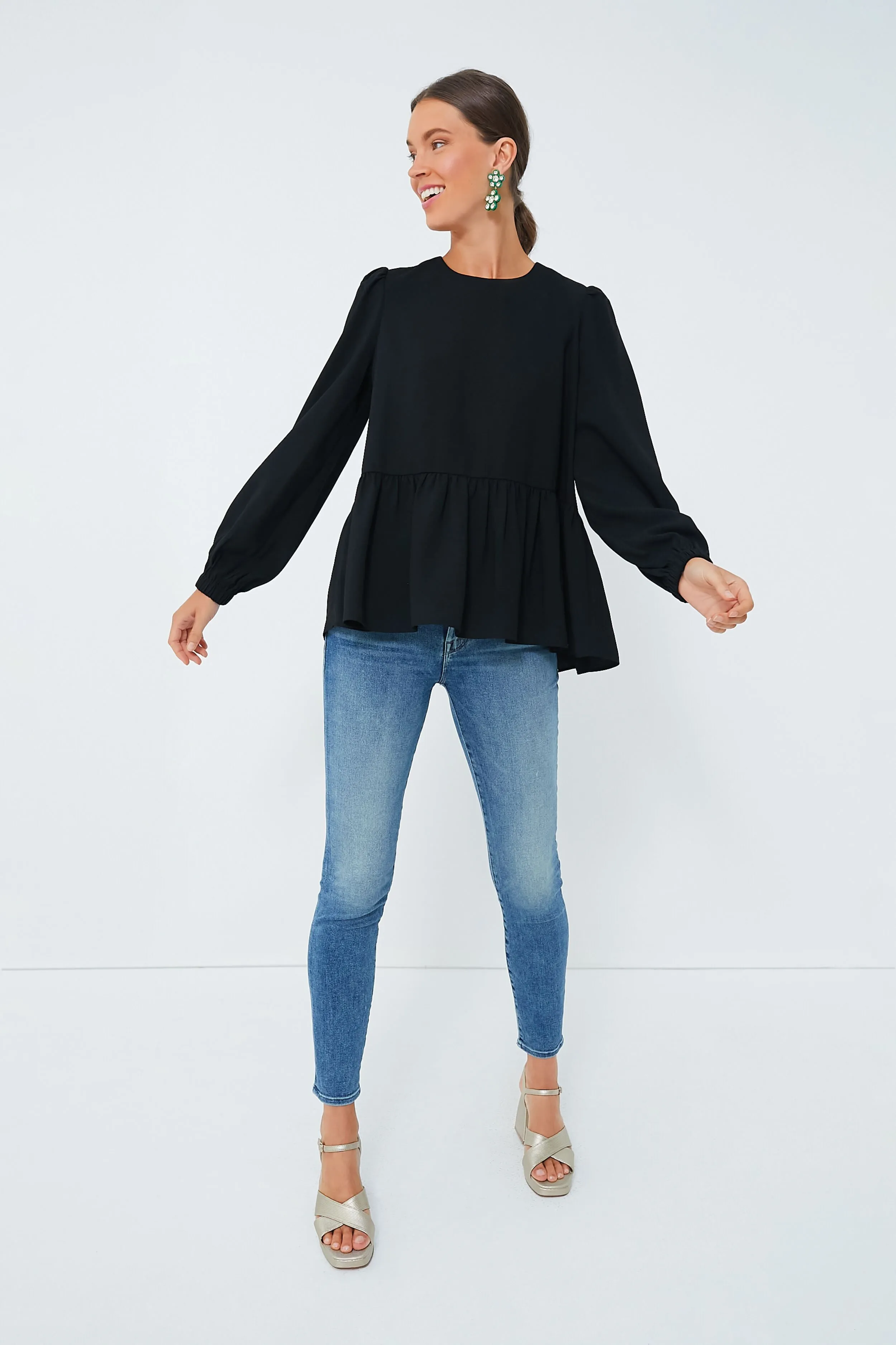 Black Carlota Peplum Blouse