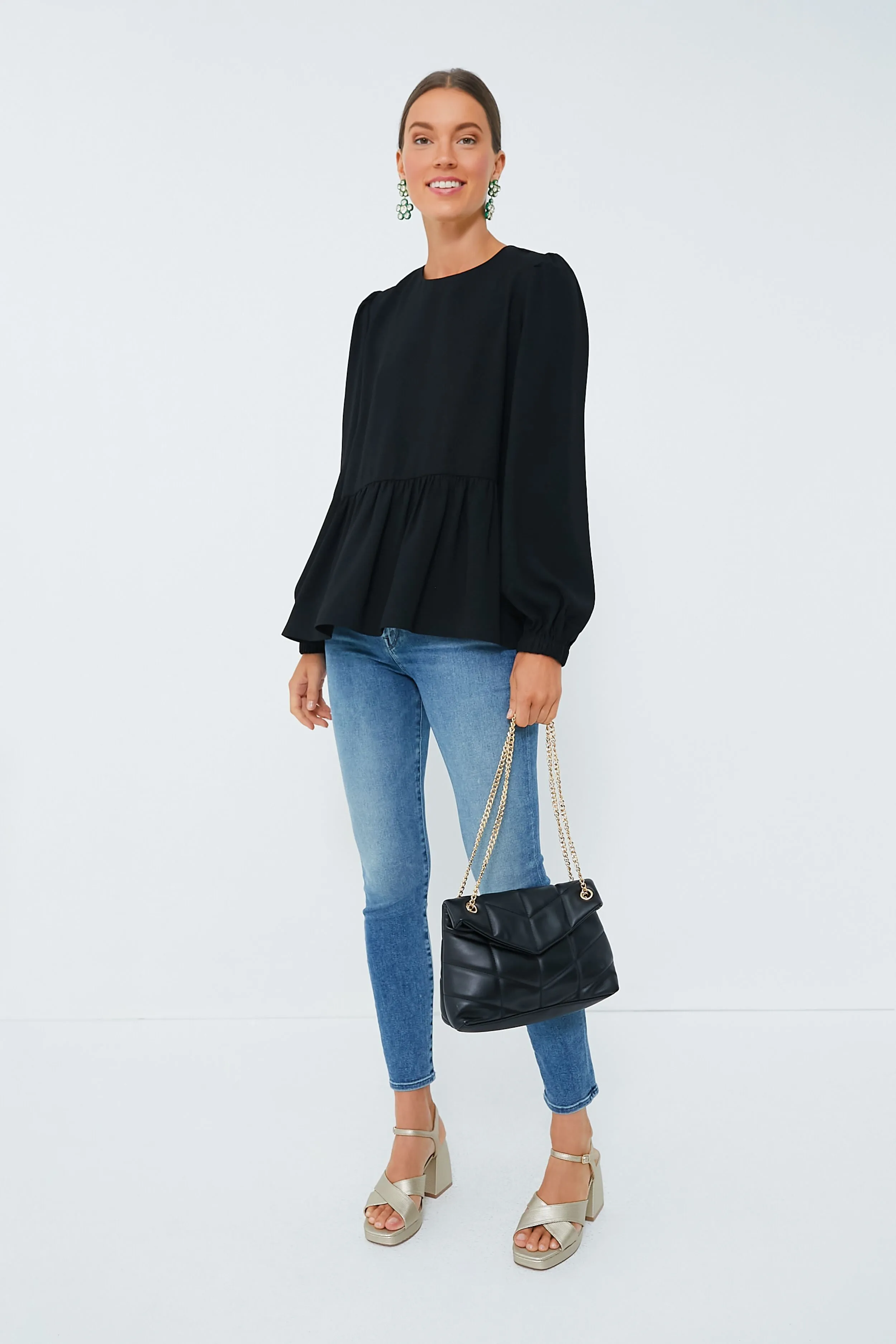 Black Carlota Peplum Blouse