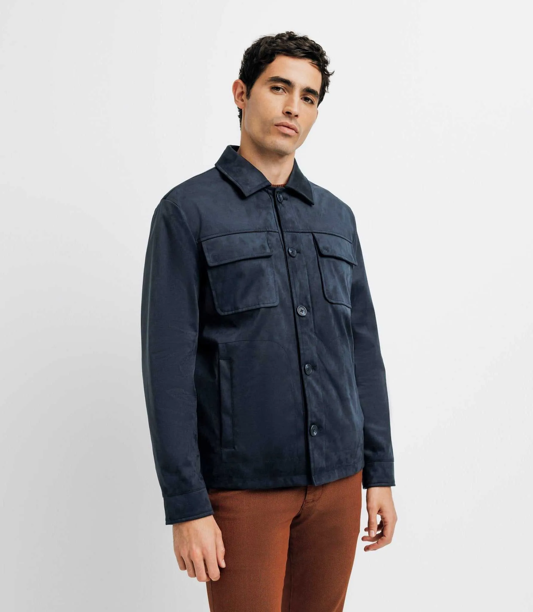 Blouson en suédine marine