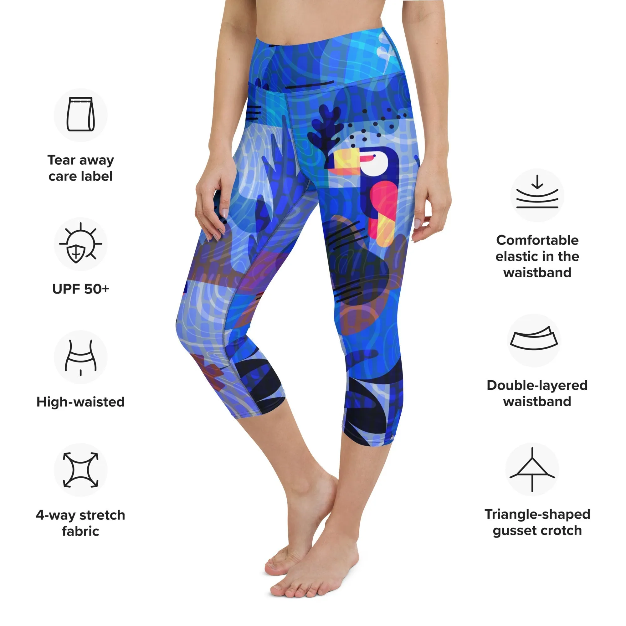 Blue Abstract Yoga Capris