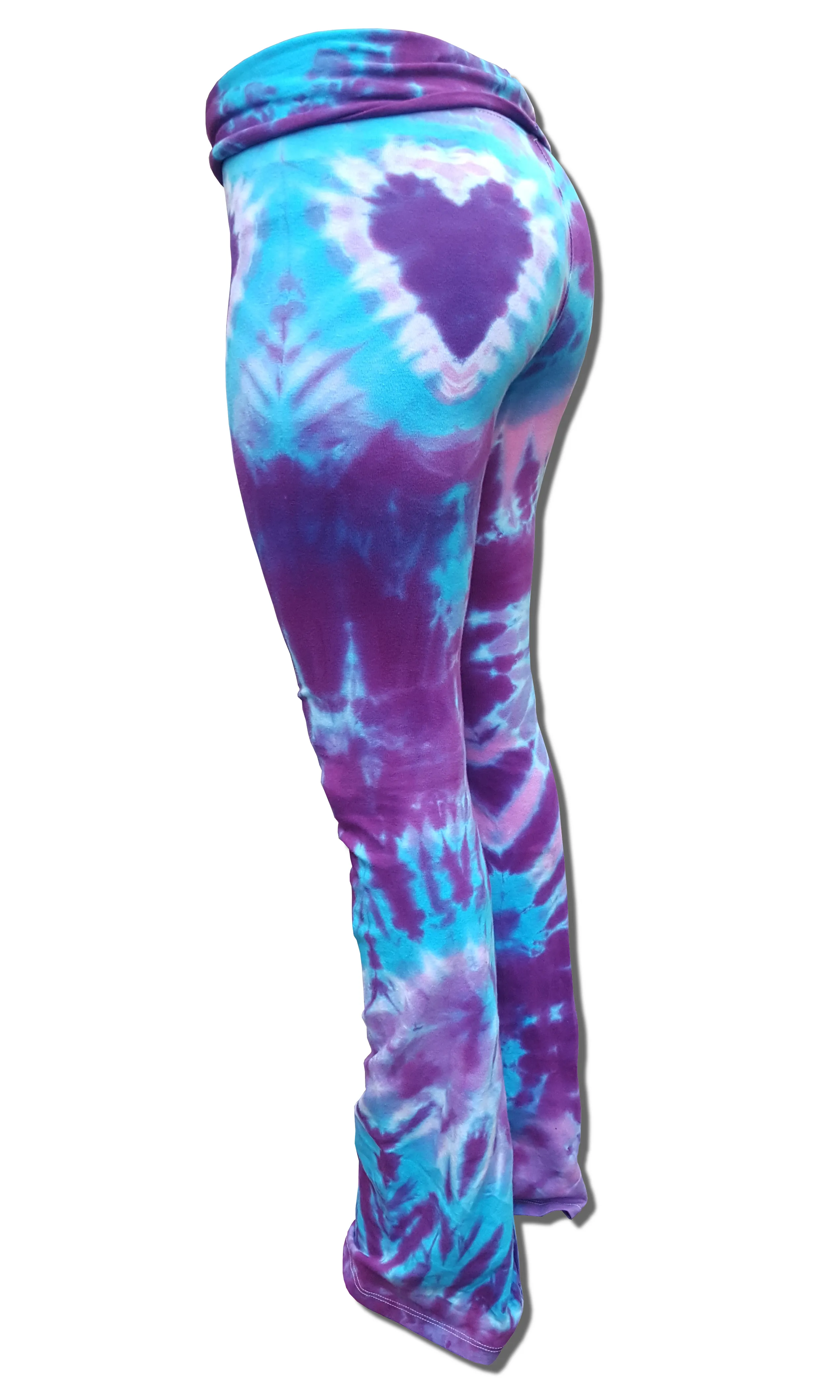 Blue and Purple Heart Patterned Yoga Pants