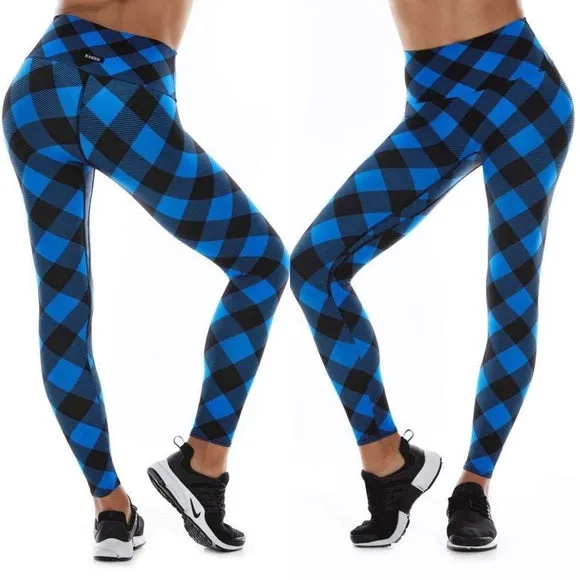 'Blue Buffalo Plaid' K-Deer Athletic Nylon/Spandex Tricot