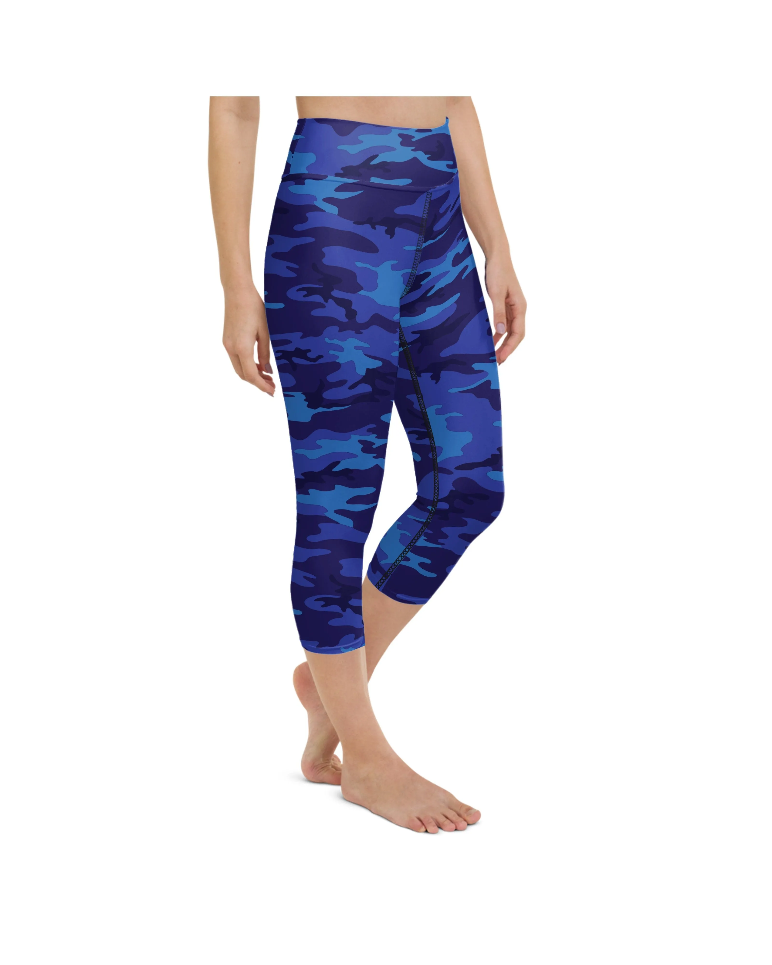 Blue Camo Yoga Capris