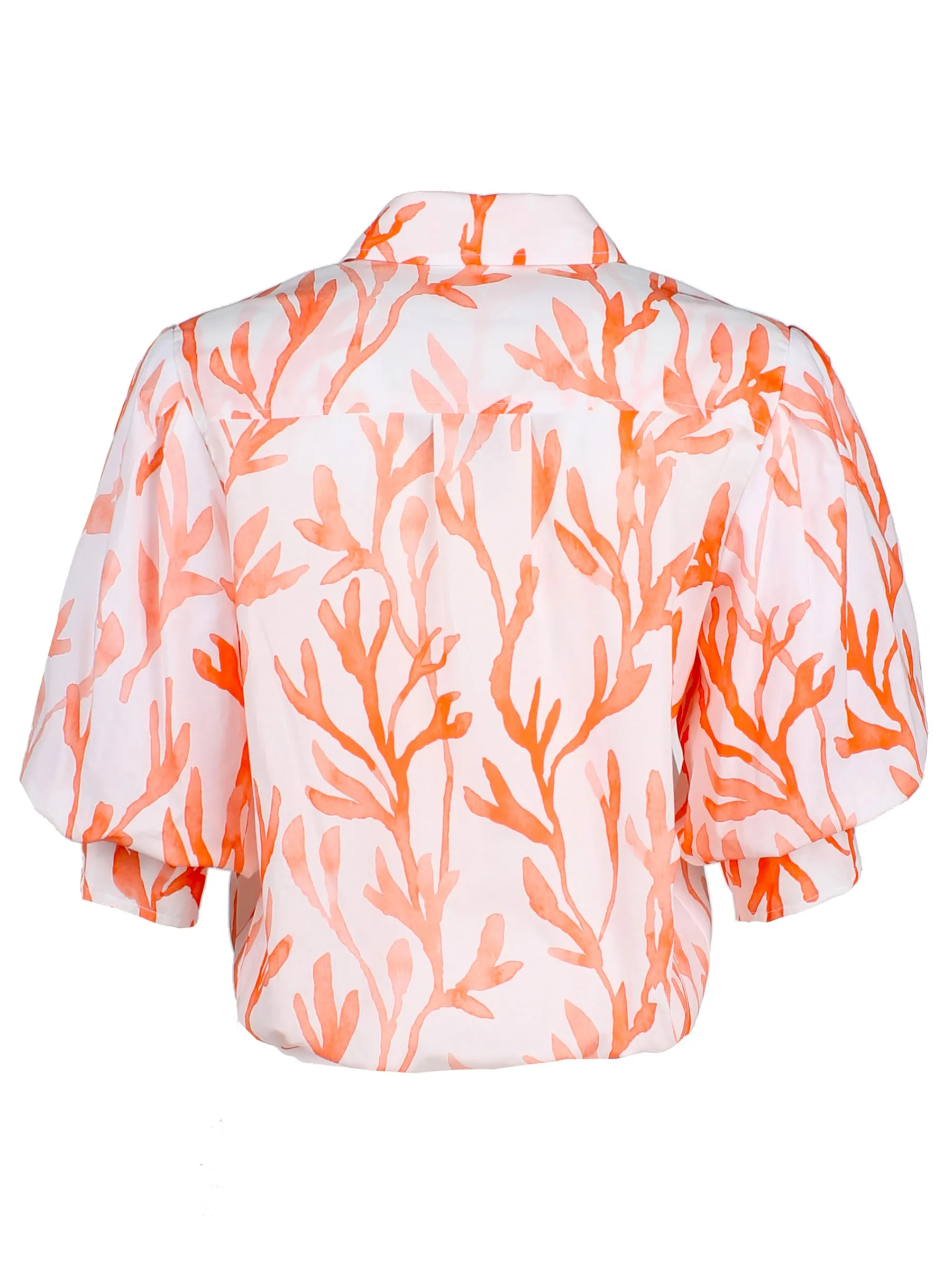 Bomba Front-Twist Hem Shirt Coral Reef Print