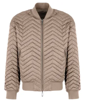 Bomber Reversibile in Raso Tecnico Matelassé con Motivo Chevron