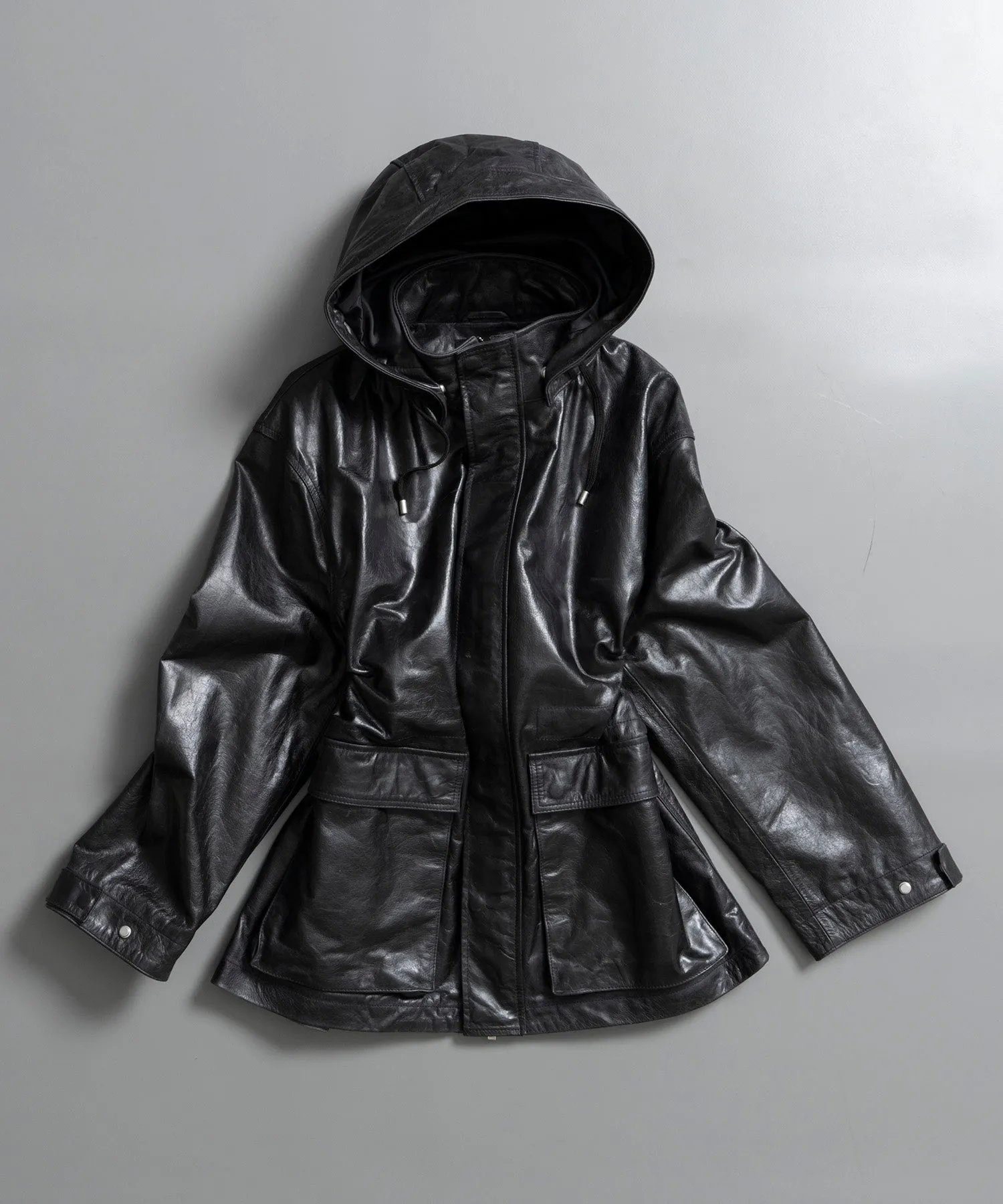 Buffalo Crack Leather Prime-Over Hood Blouson