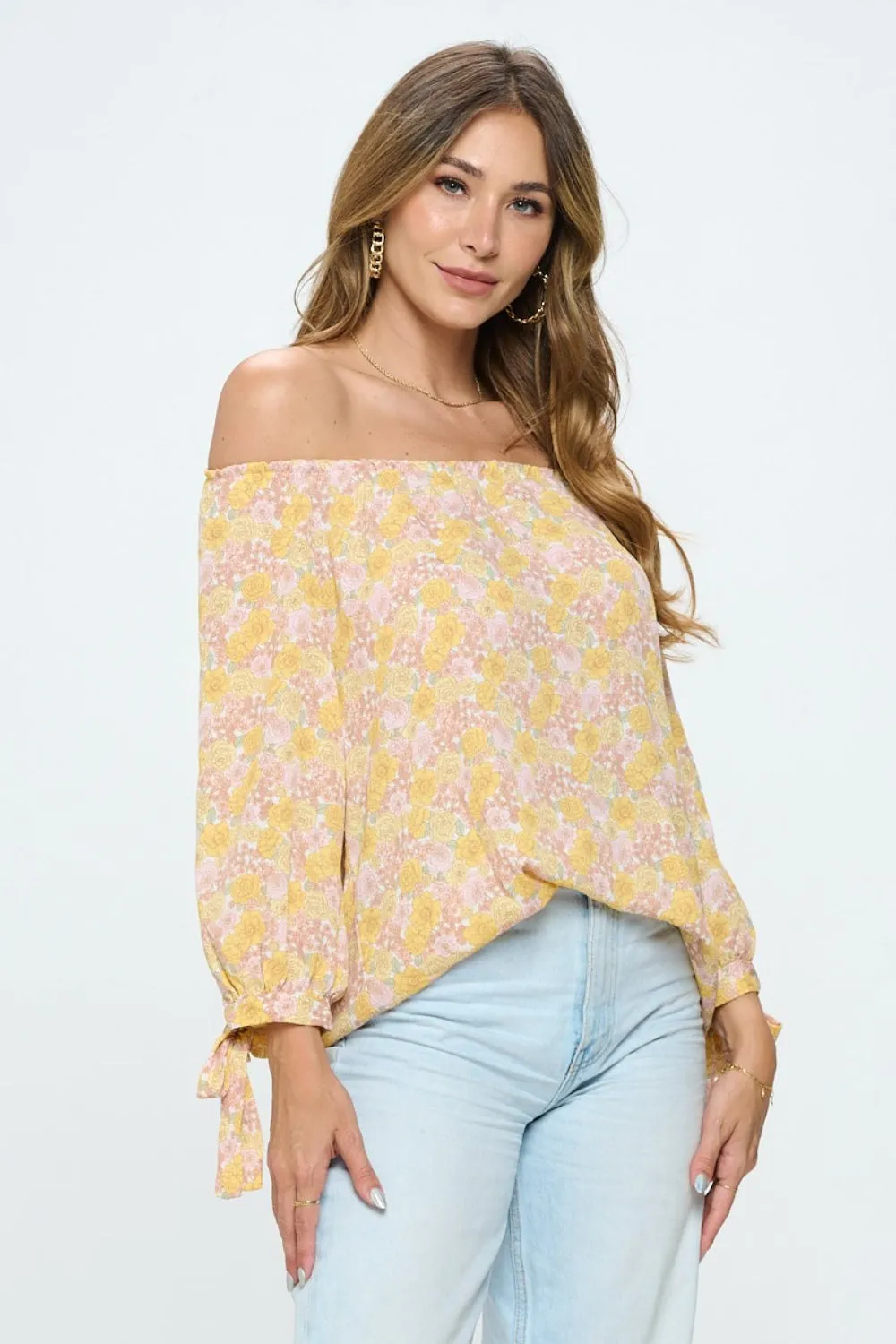 Carsyn Floral Off-Shoulder Long Sleeve Blouse