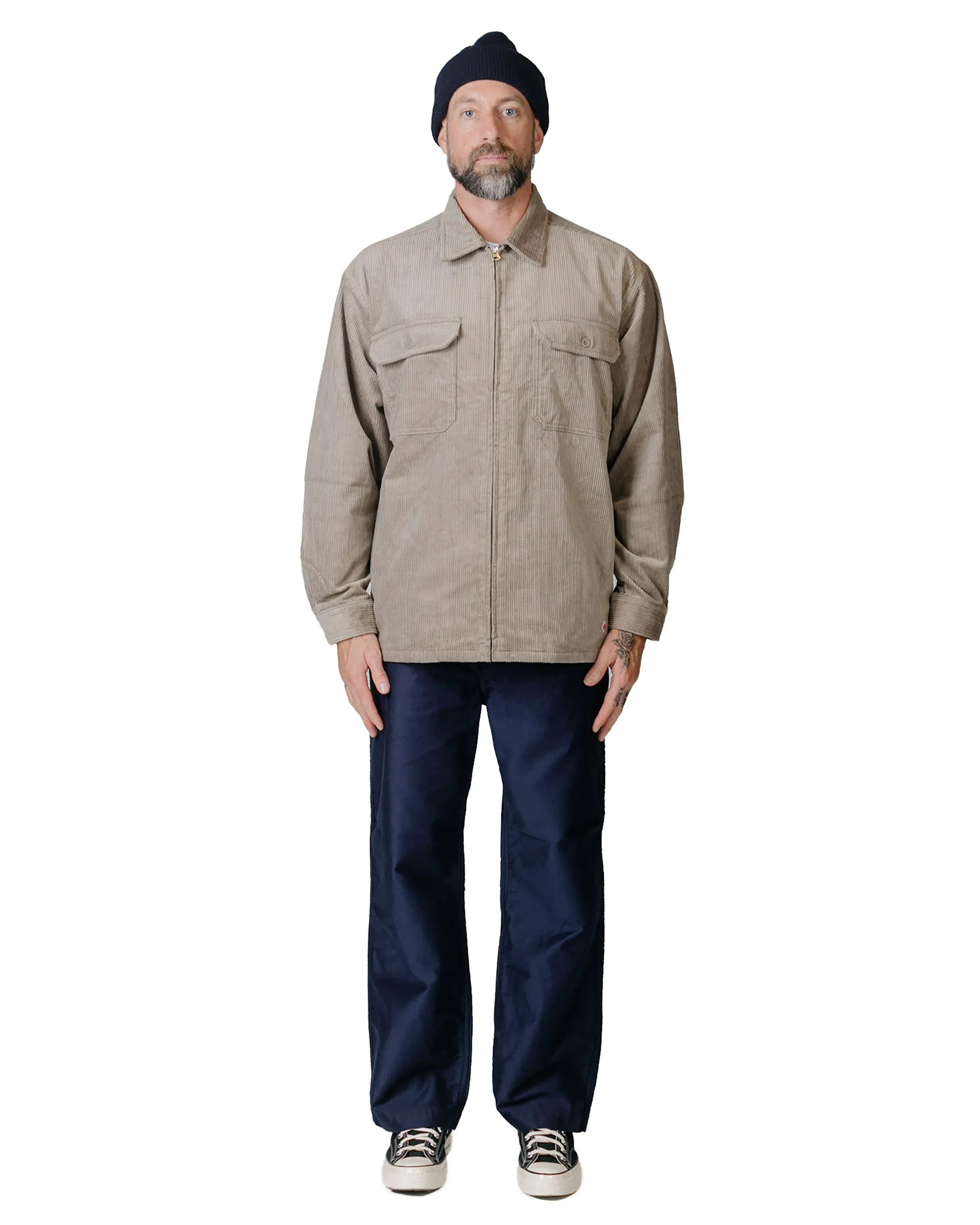 Danton Corduroy Zip Shirt Blouson Taupe Grey