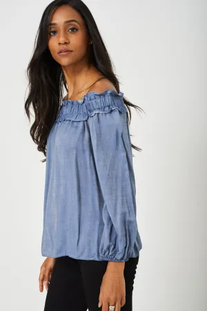 Denim Look Off Shoulder Top