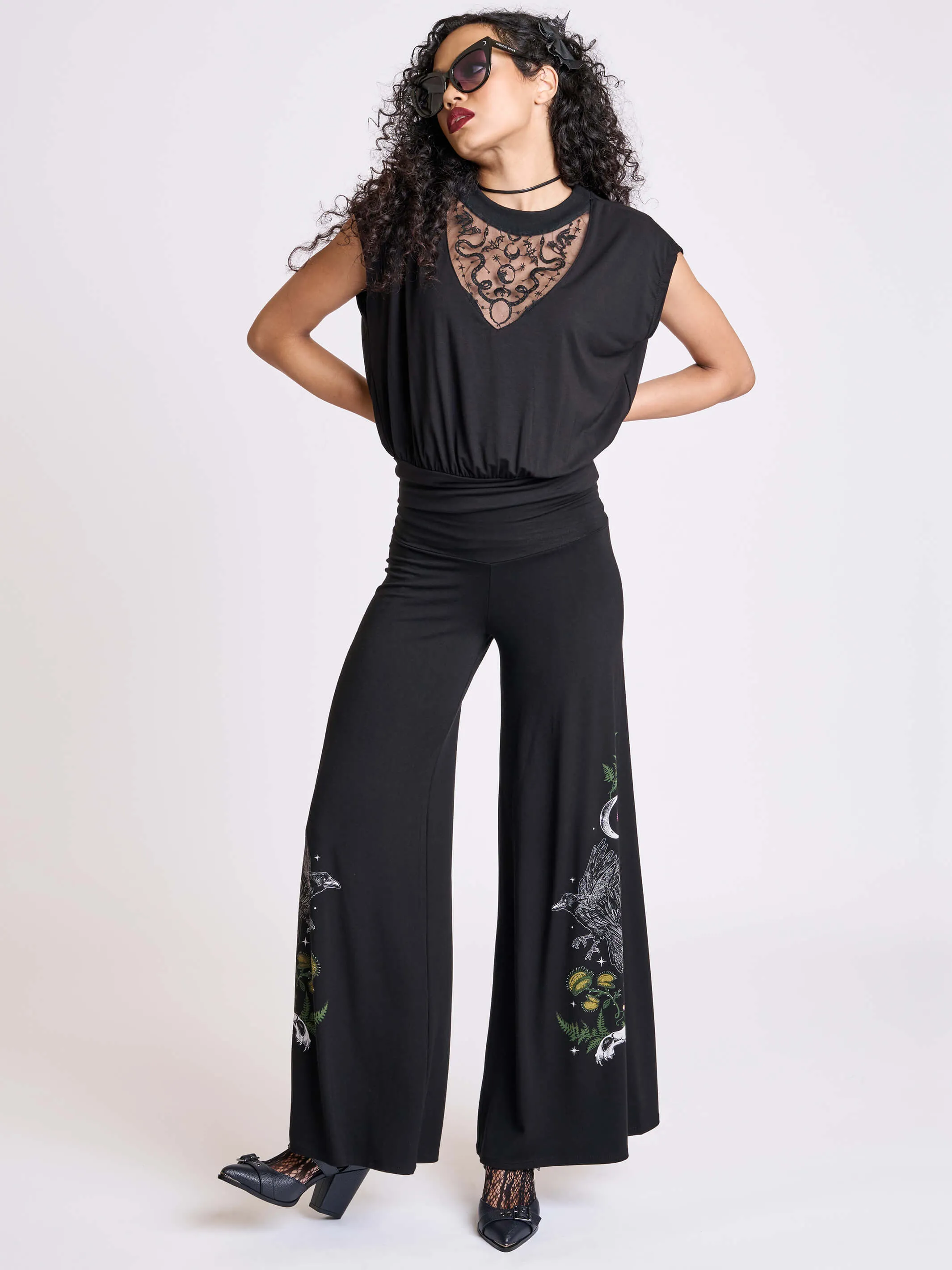 Embroidered Snake Blouson Top