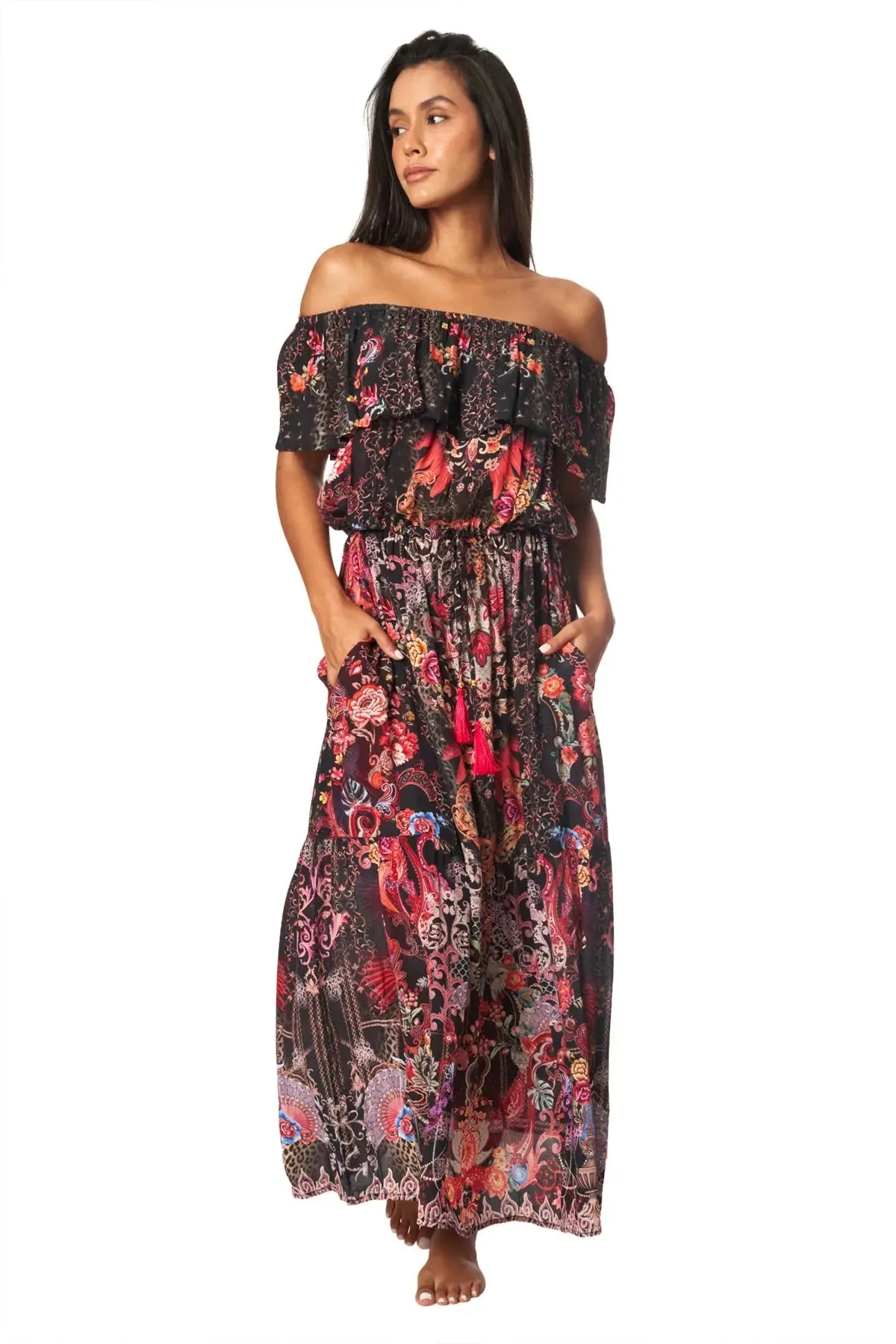 Forest Festival Long Off the Shoulder Dress