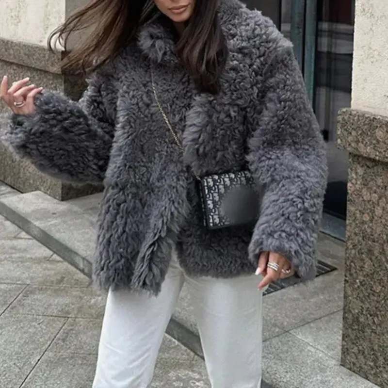 Frosted Wolf Lapel Coat