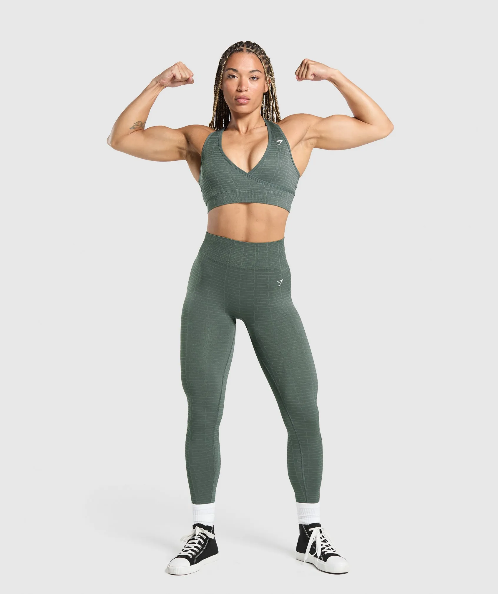 Teal Seamless Adapt Monogram Sports Bra by Gymshark