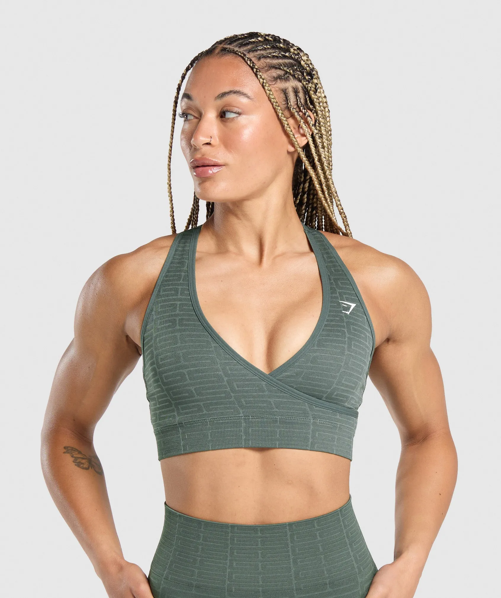 Teal Seamless Adapt Monogram Sports Bra by Gymshark