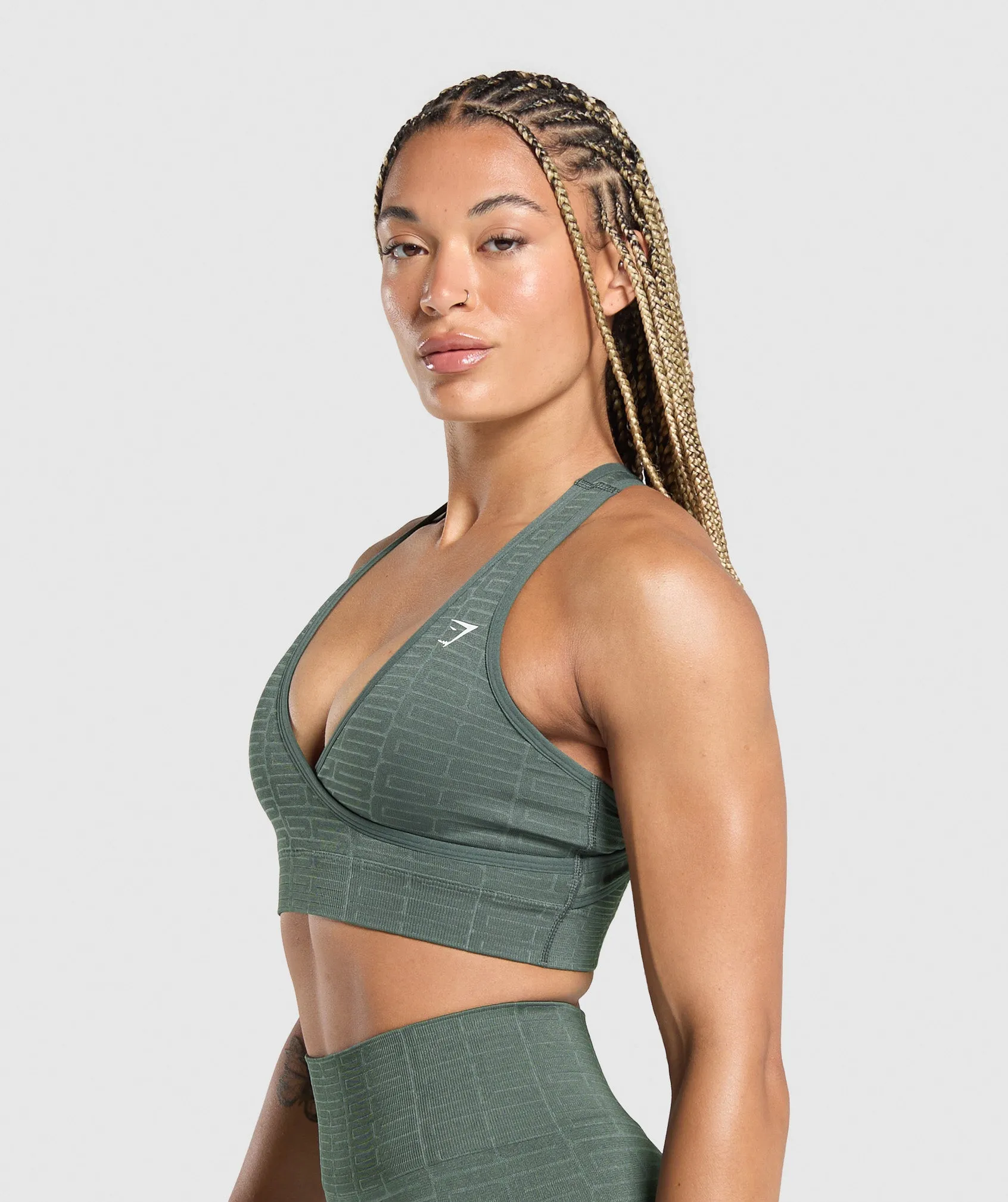 Teal Seamless Adapt Monogram Sports Bra by Gymshark