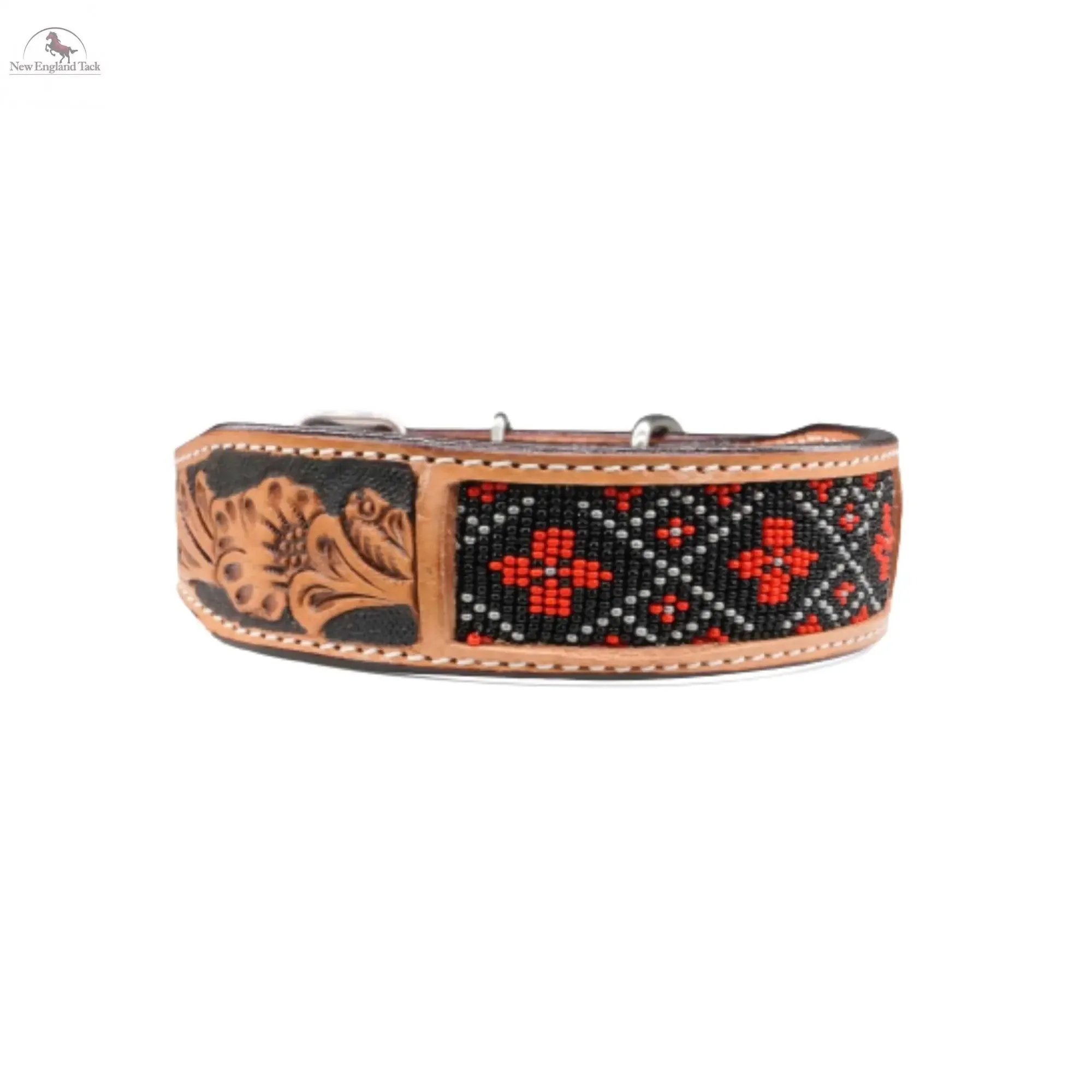 Handcrafted Argentinian Leather Dog Collar with Floral Tooling - Premium Quality