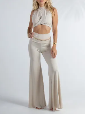 Juno Slit Pant - Sandy Pearl